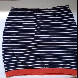 Ann Taylor Dark Blue and white strip mini skirt
